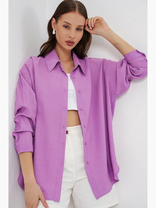 Camisa oversized abotoada de manga comprida bdart - Kiabi Camisa oversized abotoada de manga comprida bdart - Kiabi