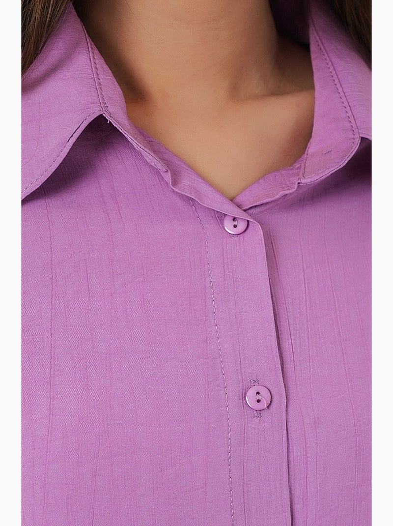 Camisa oversized abotoada de manga comprida bdart Lavanda - Kiabi