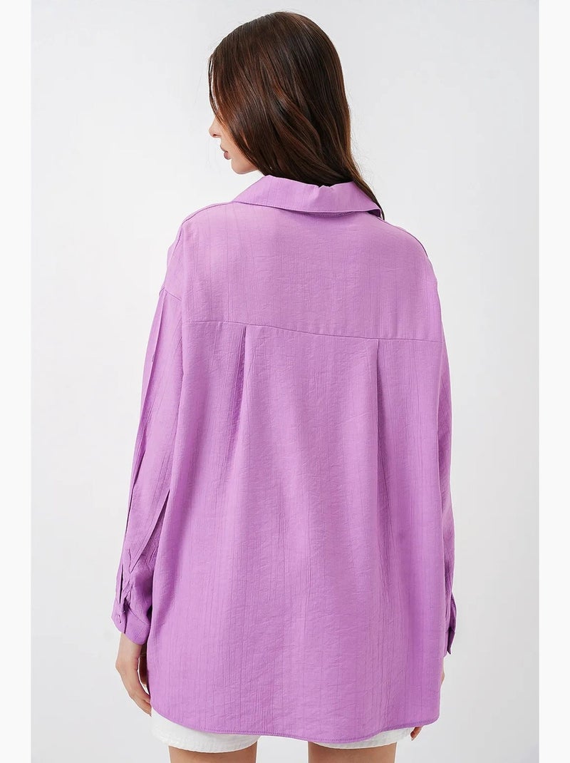 Camisa oversized abotoada de manga comprida bdart Lavanda - Kiabi