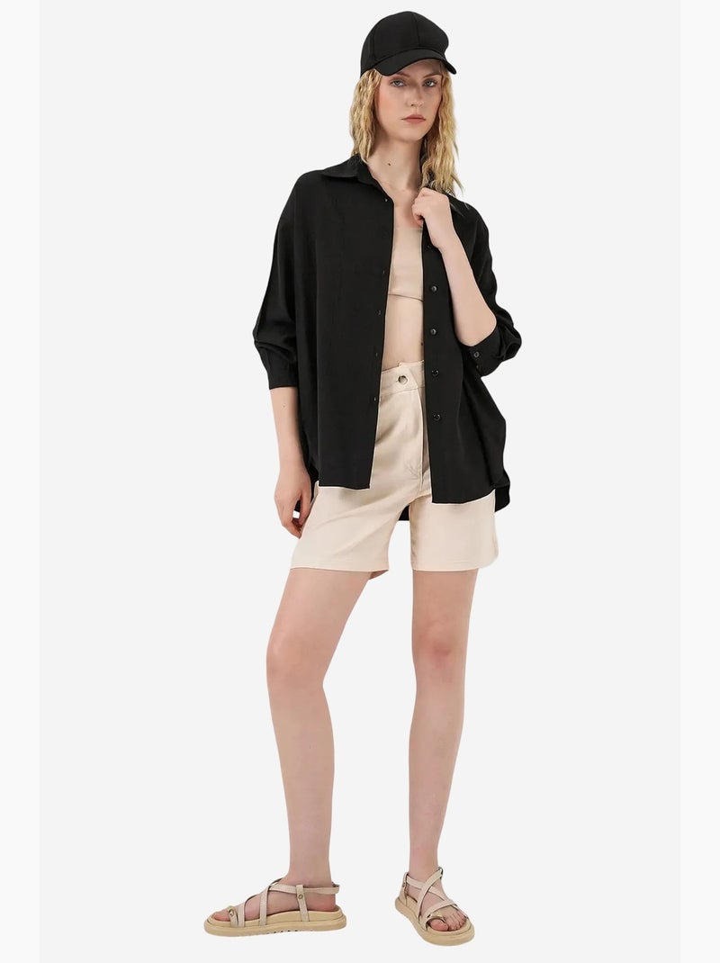 Camisa oversized abotoada de manga comprida bdart Preto - Kiabi