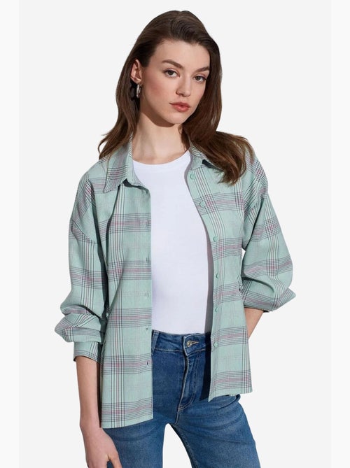 Camisa oversized aos quadrados em tecido dilvin - Kiabi Camisa oversized aos quadrados em tecido dilvin - Kiabi