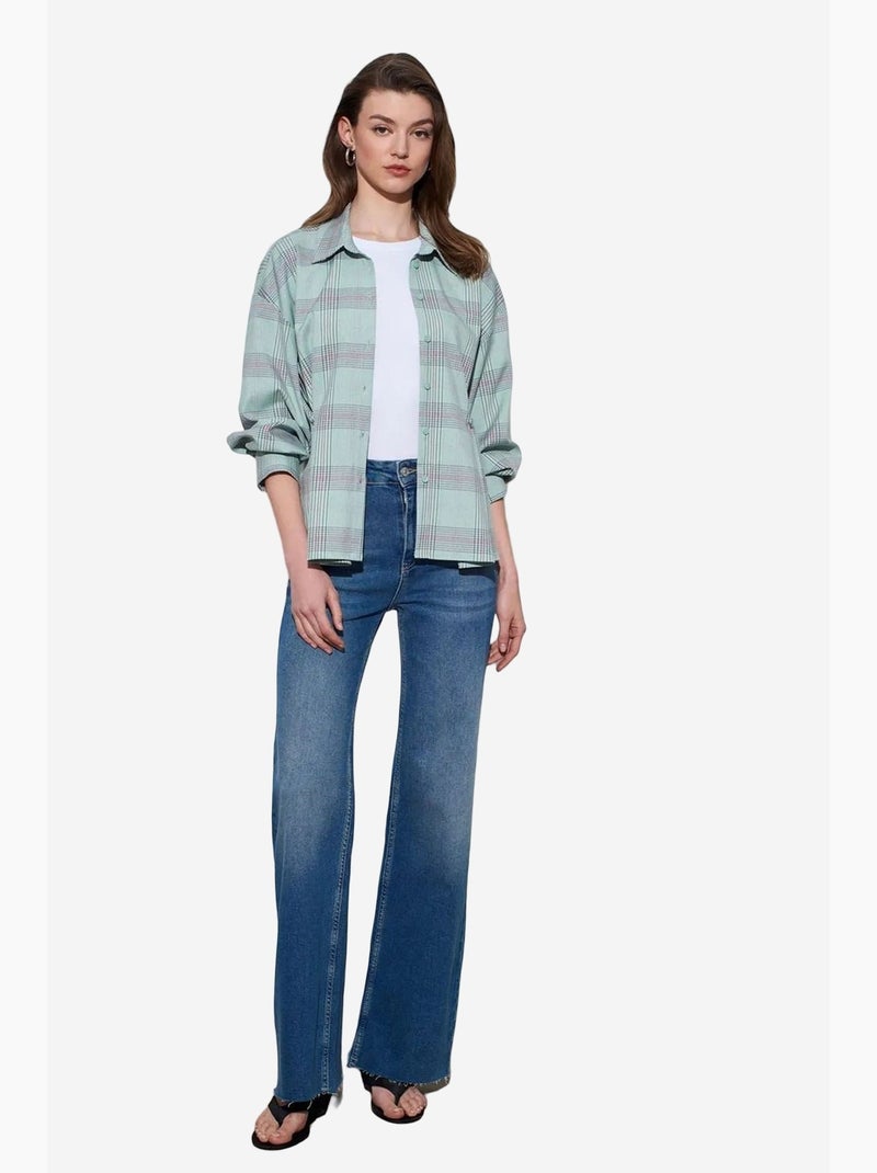 Camisa oversized aos quadrados em tecido dilvin Multicolorido - Kiabi