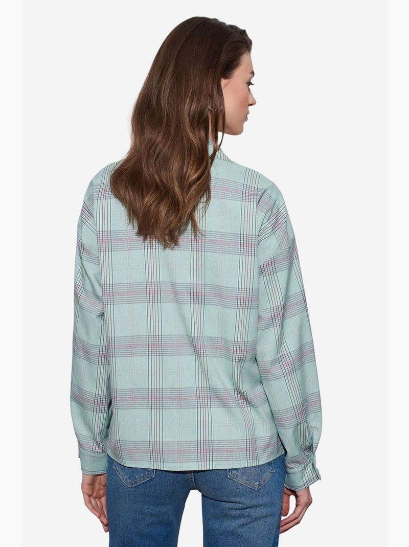 Camisa oversized aos quadrados em tecido dilvin Multicolorido - Kiabi