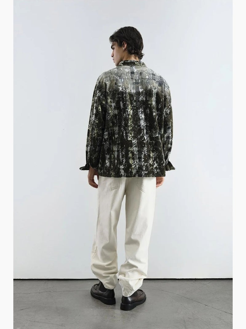 Camisa oversized aos quadrados texturizada com bolso giesto Cáqui - Kiabi