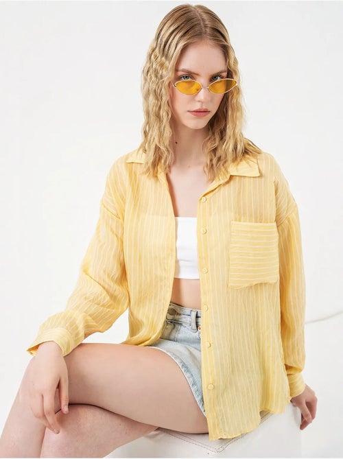 Camisa oversized às riscas com abotoamento frontal bdart - Kiabi