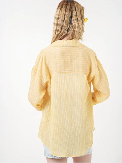 Camisa oversized às riscas com abotoamento frontal bdart - Kiabi