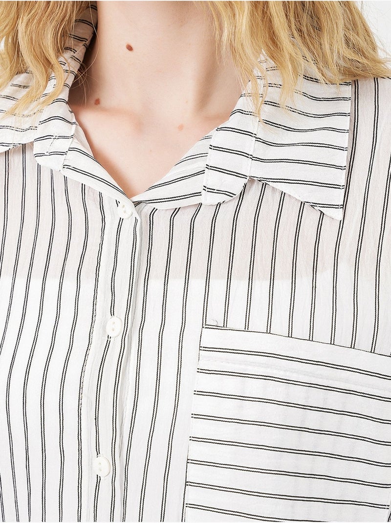 Camisa oversized às riscas com abotoamento frontal bdart Branco - Kiabi