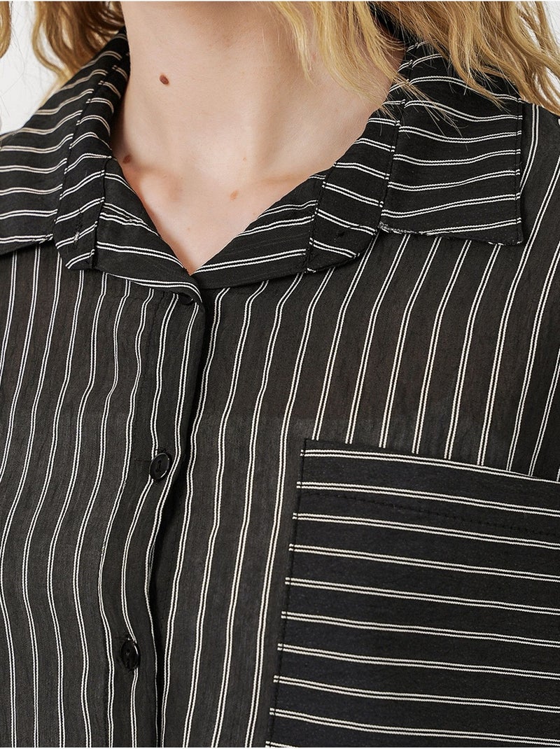 Camisa oversized às riscas com abotoamento frontal bdart Preto - Kiabi