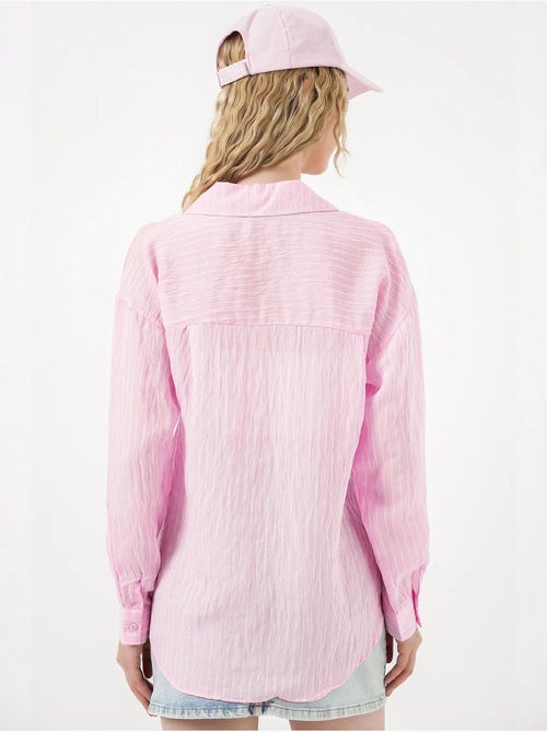 Camisa oversized às riscas com abotoamento frontal bdart - Kiabi