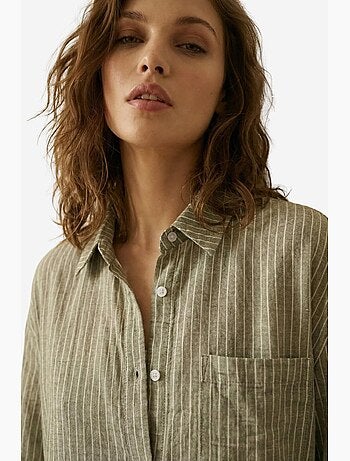 Camisa oversized às riscas em popelina de algodão de manga comprida my fashion