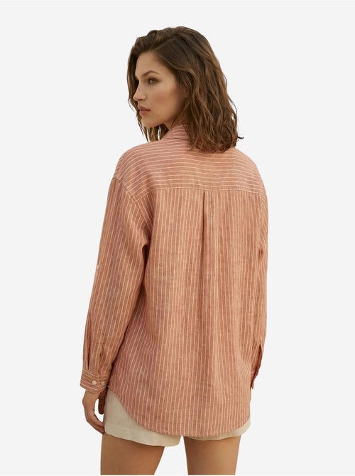 Camisa oversized às riscas em popelina de algodão de manga comprida my fashion - Kiabi