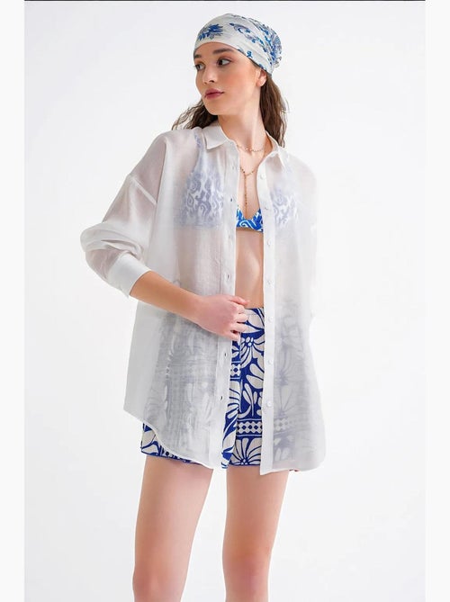 Camisa oversized com botões mixray - Kiabi Camisa oversized com botões mixray - Kiabi