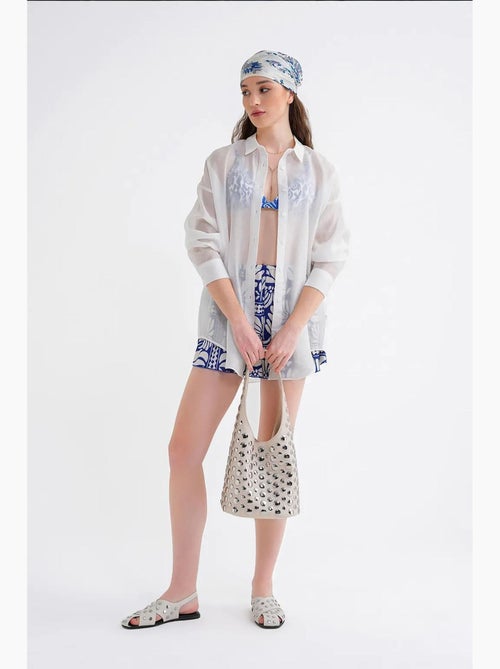 Camisa oversized com botões mixray - Kiabi Camisa oversized com botões mixray - Kiabi