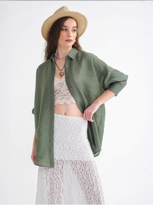 Camisa oversized com botões mixray - Kiabi