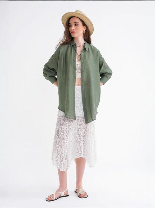 Camisa oversized com botões mixray - Kiabi