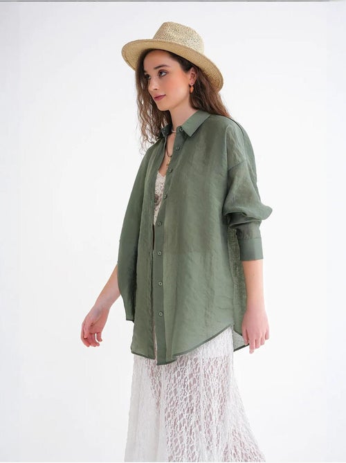 Camisa oversized com botões mixray - Kiabi