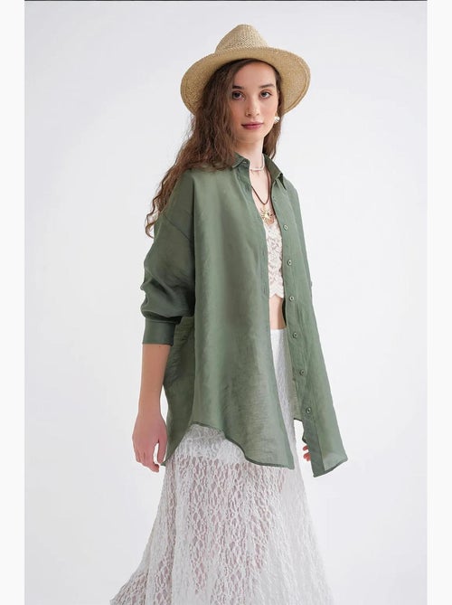 Camisa oversized com botões mixray - Kiabi