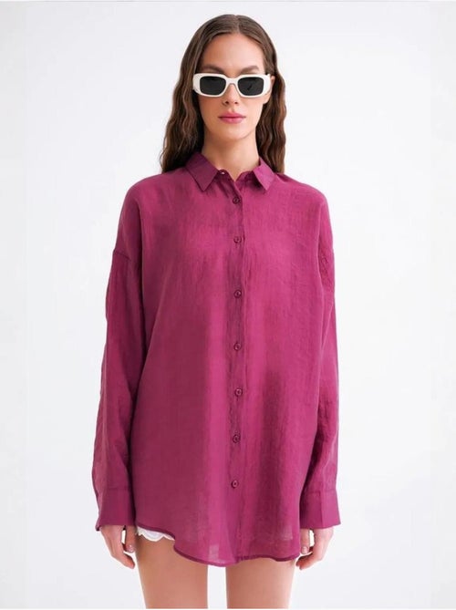 Camisa oversized com botões mixray - Kiabi Camisa oversized com botões mixray - Kiabi