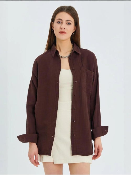 Camisa oversized com detalhe de bolso mixray - Kiabi Camisa oversized com detalhe de bolso mixray - Kiabi