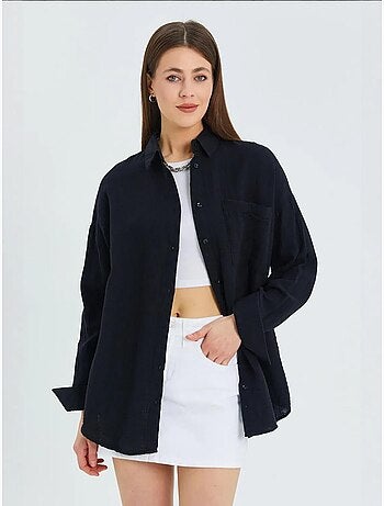 Camisa oversized com detalhe de bolso mixray