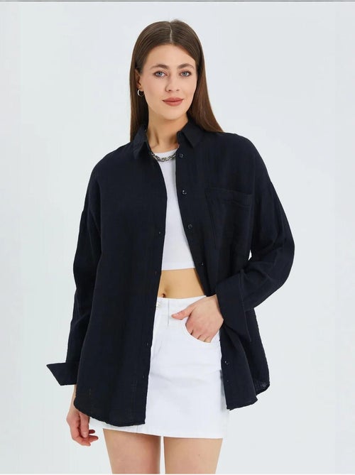 Camisa oversized com detalhe de bolso mixray - Kiabi