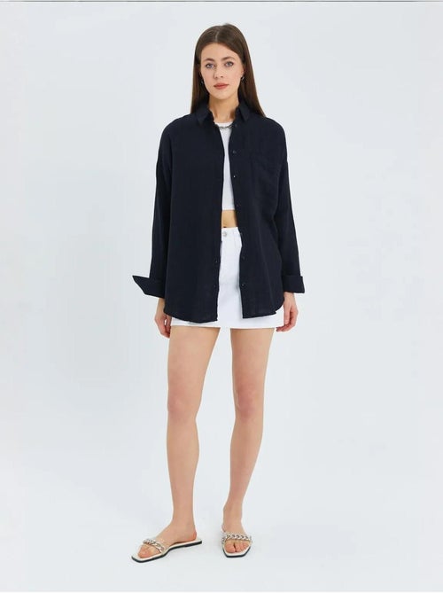 Camisa oversized com detalhe de bolso mixray - Kiabi