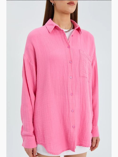 Camisa oversized com detalhe de bolso mixray - Kiabi Camisa oversized com detalhe de bolso mixray - Kiabi