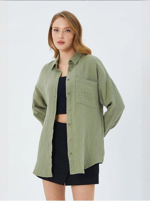 Camisa oversized com detalhe de bolso mixray - Kiabi