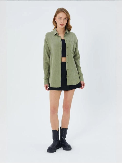 Camisa oversized com detalhe de bolso mixray - Kiabi