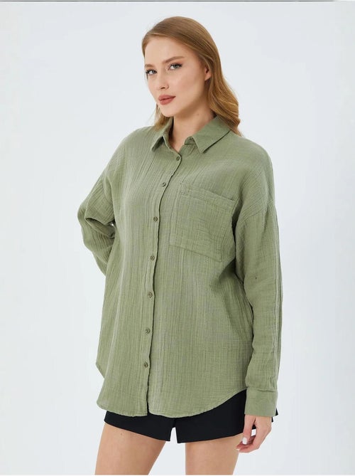 Camisa oversized com detalhe de bolso mixray - Kiabi