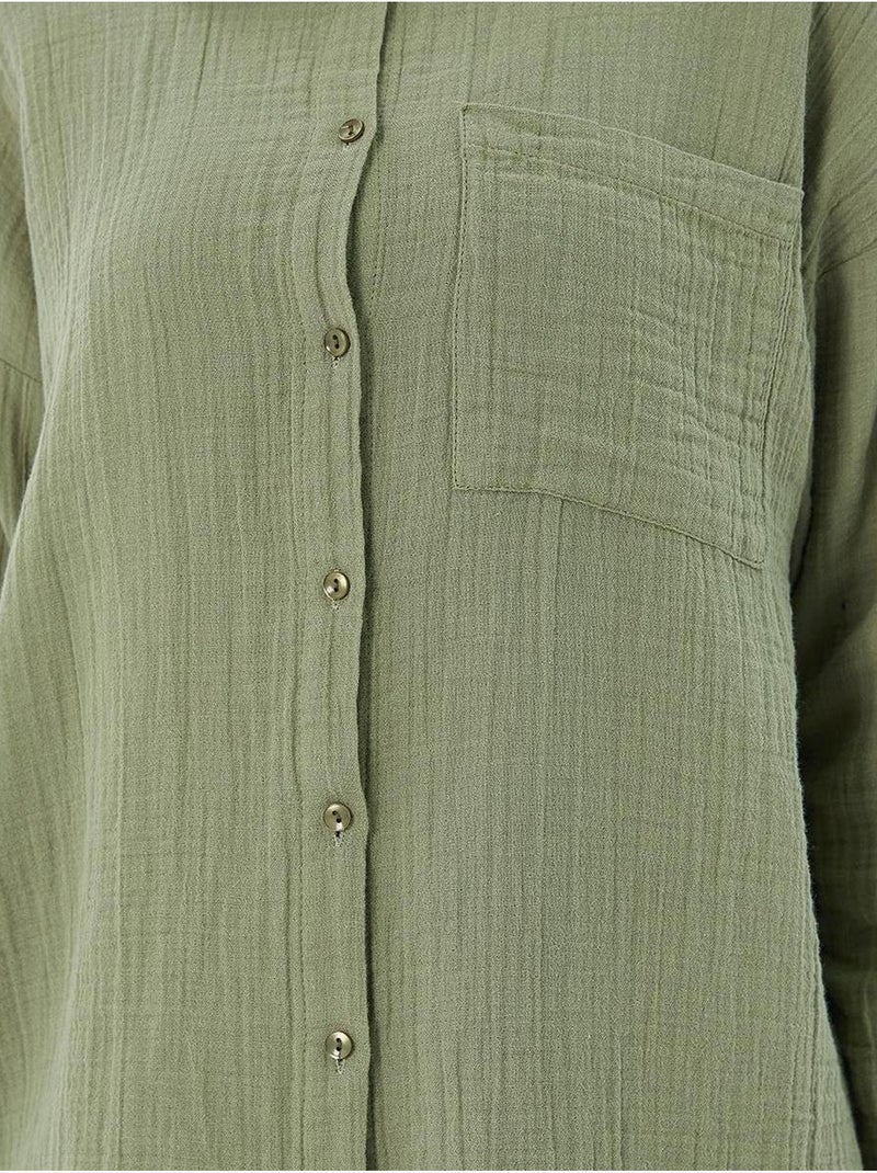 Camisa oversized com detalhe de bolso mixray Verde pastel - Kiabi