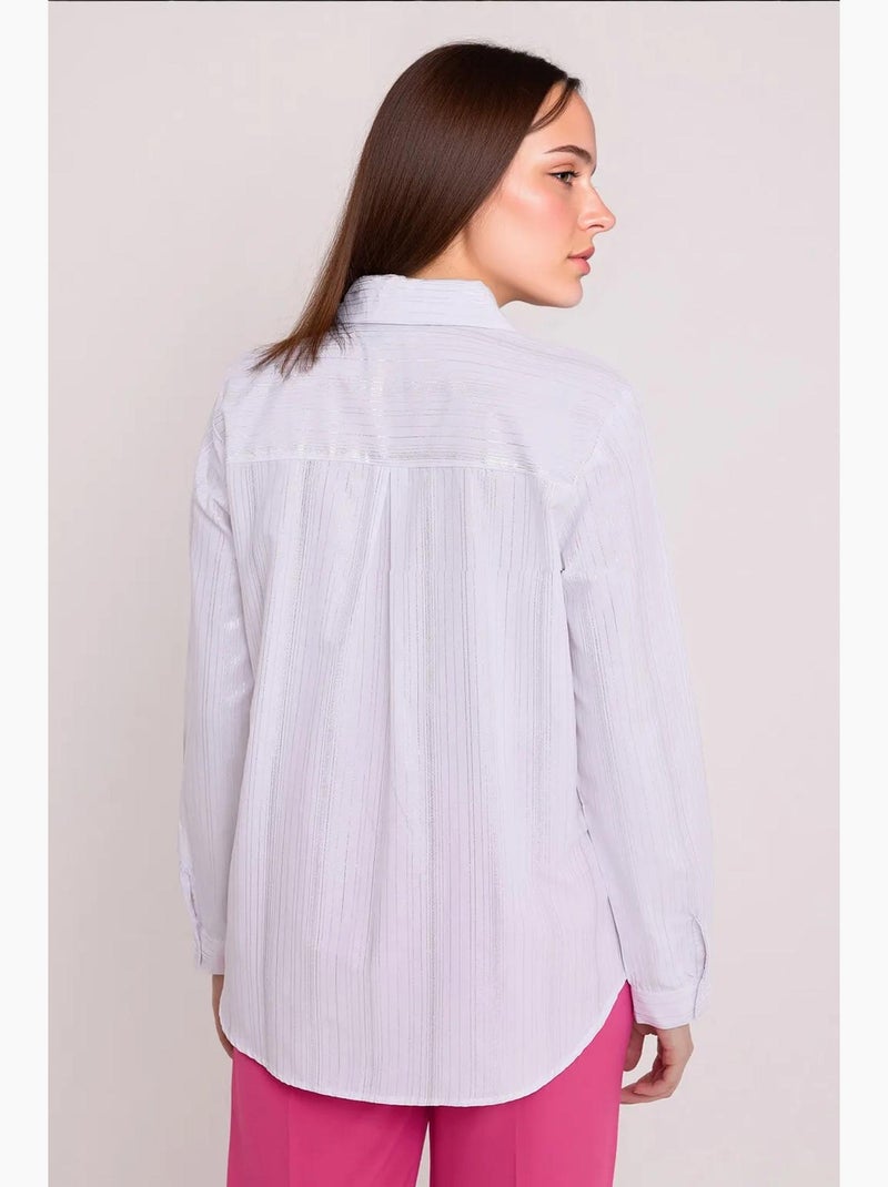 Camisa oversized com estampado abstrato e abotoamento frontal bdart Branco - Kiabi