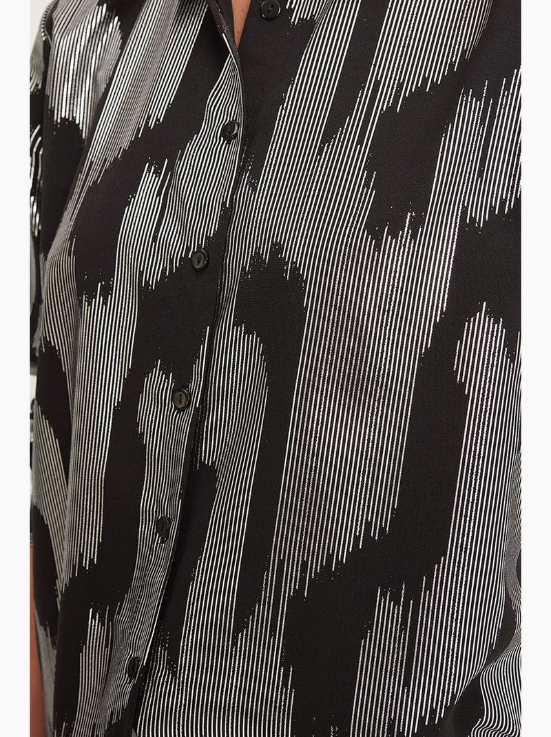 Camisa oversized com estampado abstrato e abotoamento frontal bdart Cinza escuro - Kiabi