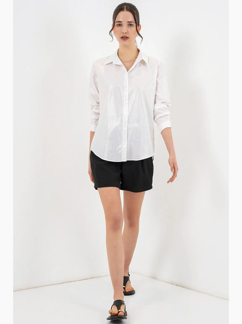 Camisa oversized com estampado abstrato e abotoamento frontal bdart Creme - Kiabi