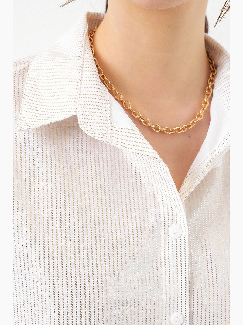 Camisa oversized com estampado abstrato e abotoamento frontal bdart Creme - Kiabi