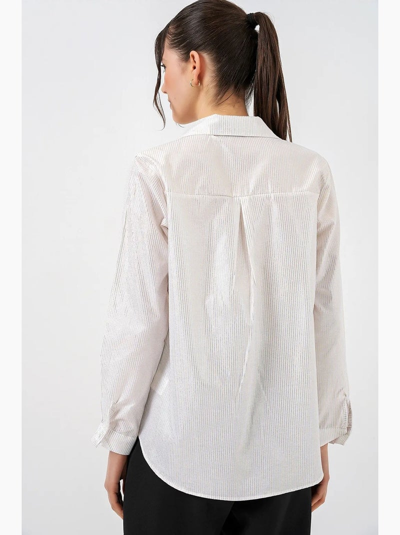 Camisa oversized com estampado abstrato e abotoamento frontal bdart Creme - Kiabi