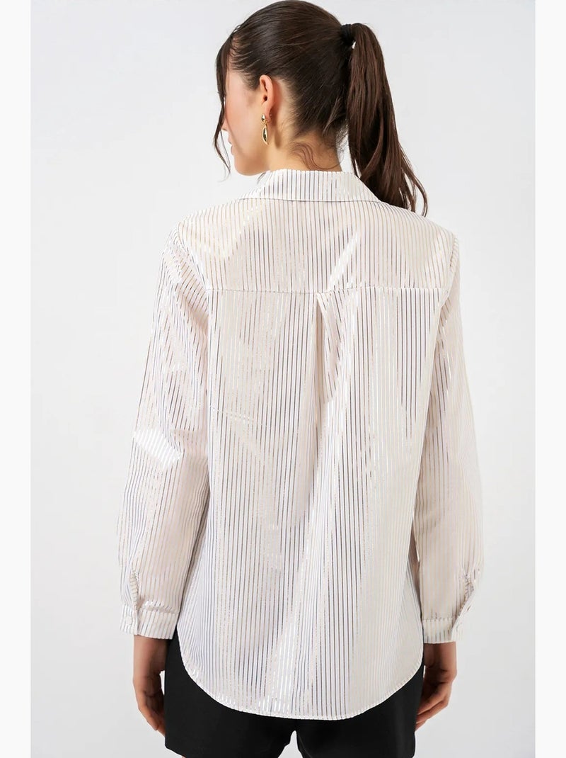Camisa oversized com estampado abstrato e abotoamento frontal bdart Ecru - Kiabi