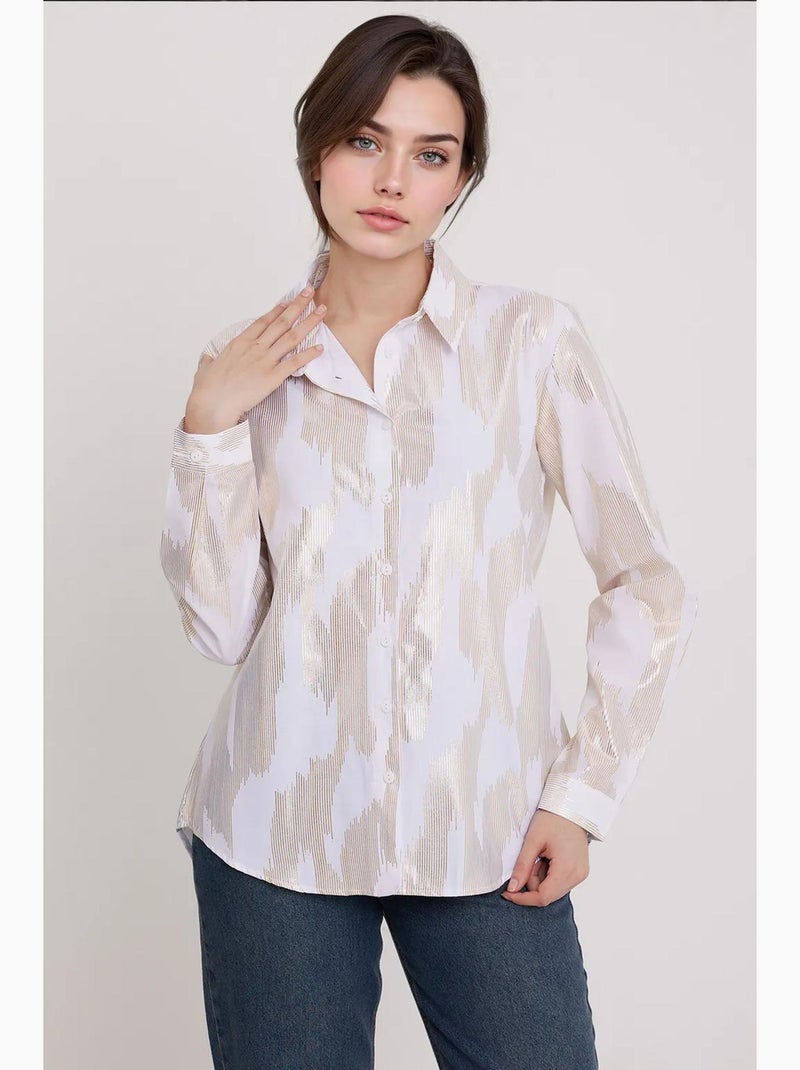 Camisa oversized com estampado abstrato e abotoamento frontal bdart Multicolorido - Kiabi