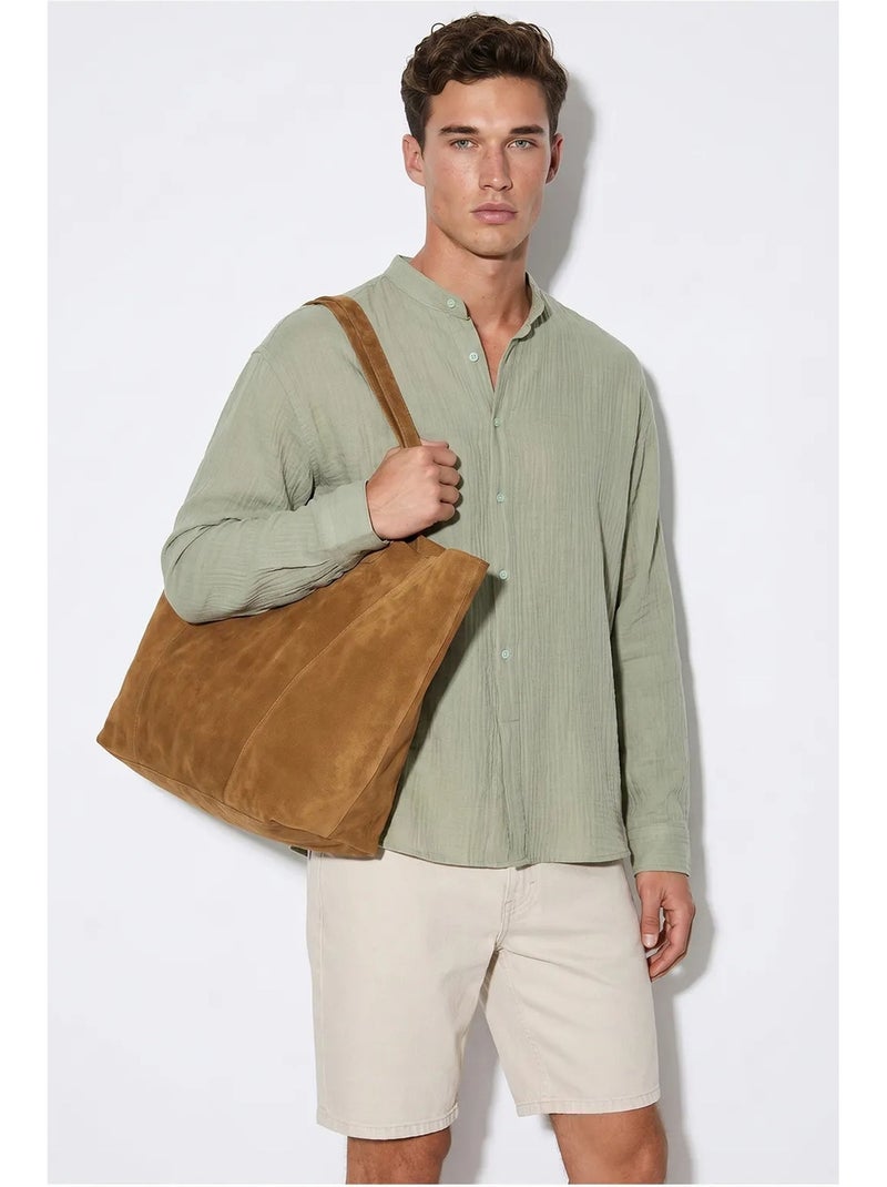 Camisa oversized com gola mandarim lucci Verde menta - Kiabi