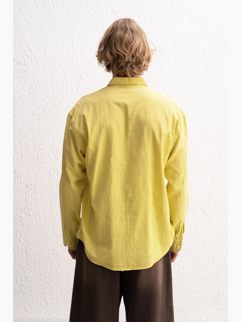 Camisa oversized de algodão com botões giesto Amarelo - Kiabi