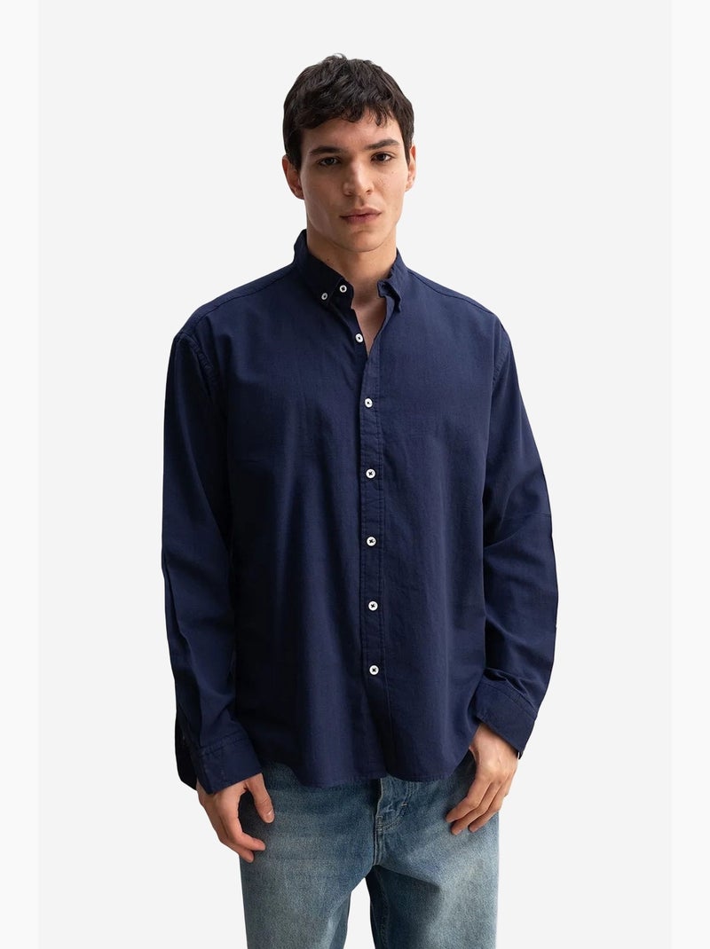 Camisa oversized de algodão com botões giesto Azul-marinho - Kiabi