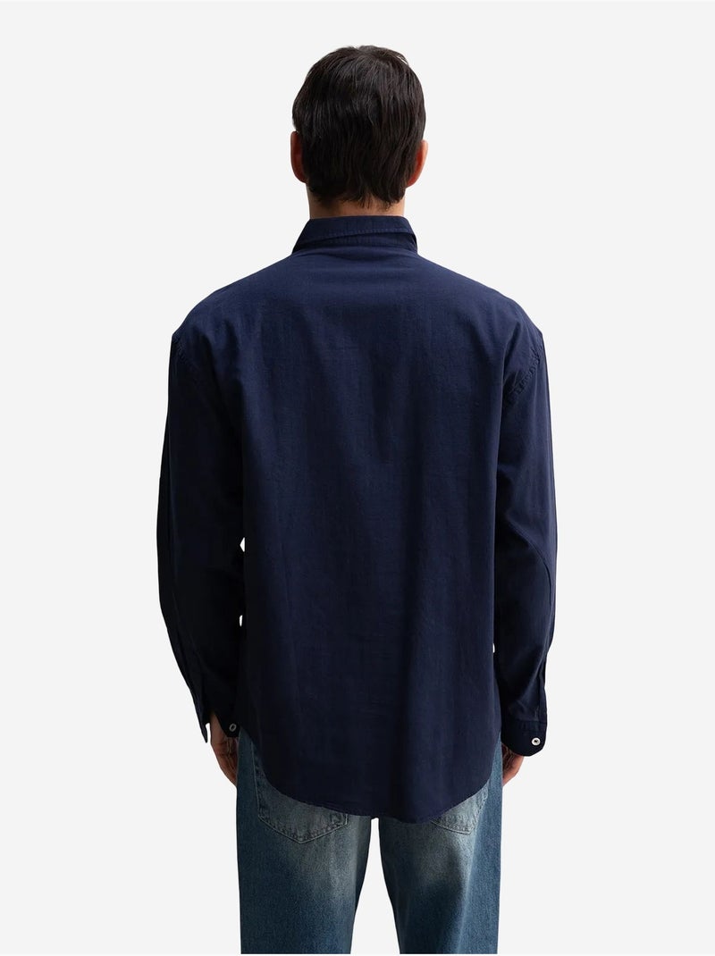 Camisa oversized de algodão com botões giesto Azul-marinho - Kiabi