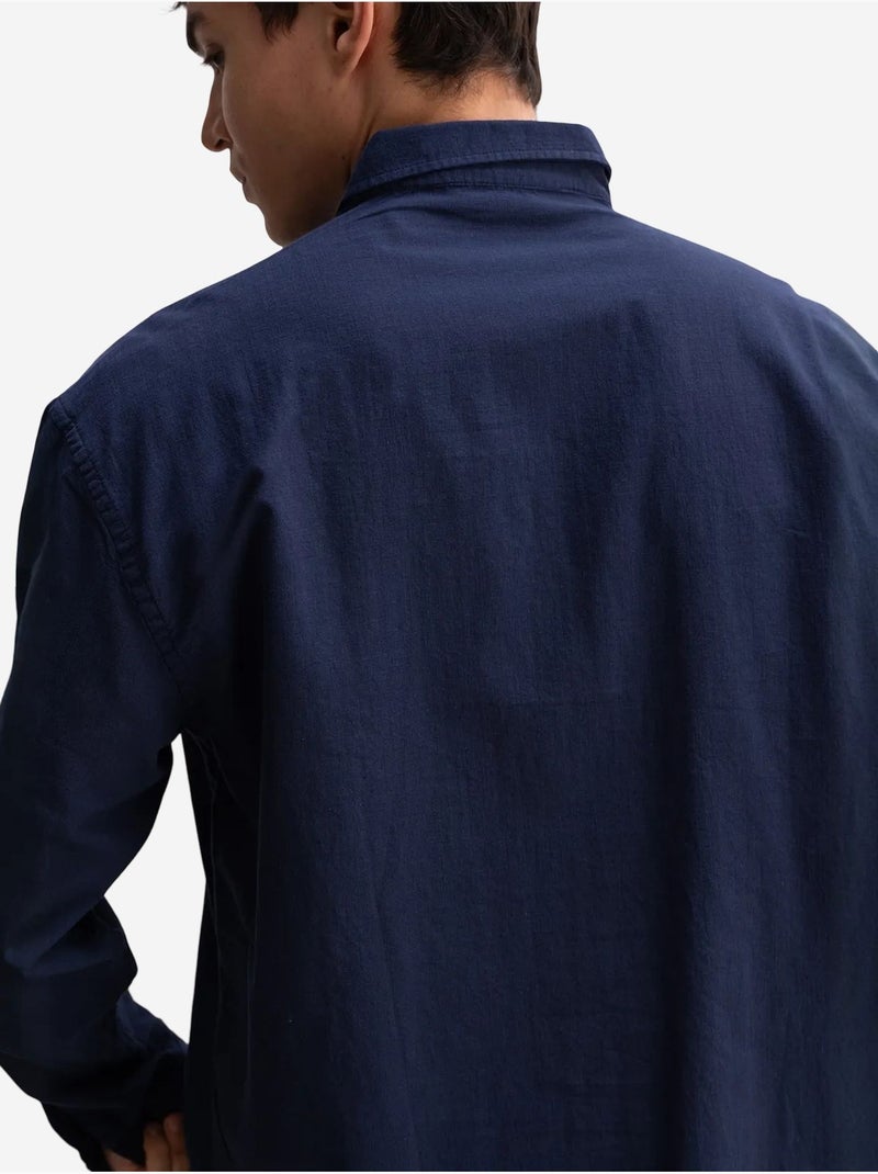 Camisa oversized de algodão com botões giesto Azul-marinho - Kiabi