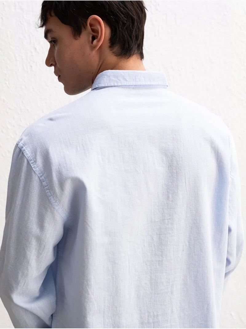 Camisa oversized de algodão com botões giesto Azul-pastel - Kiabi