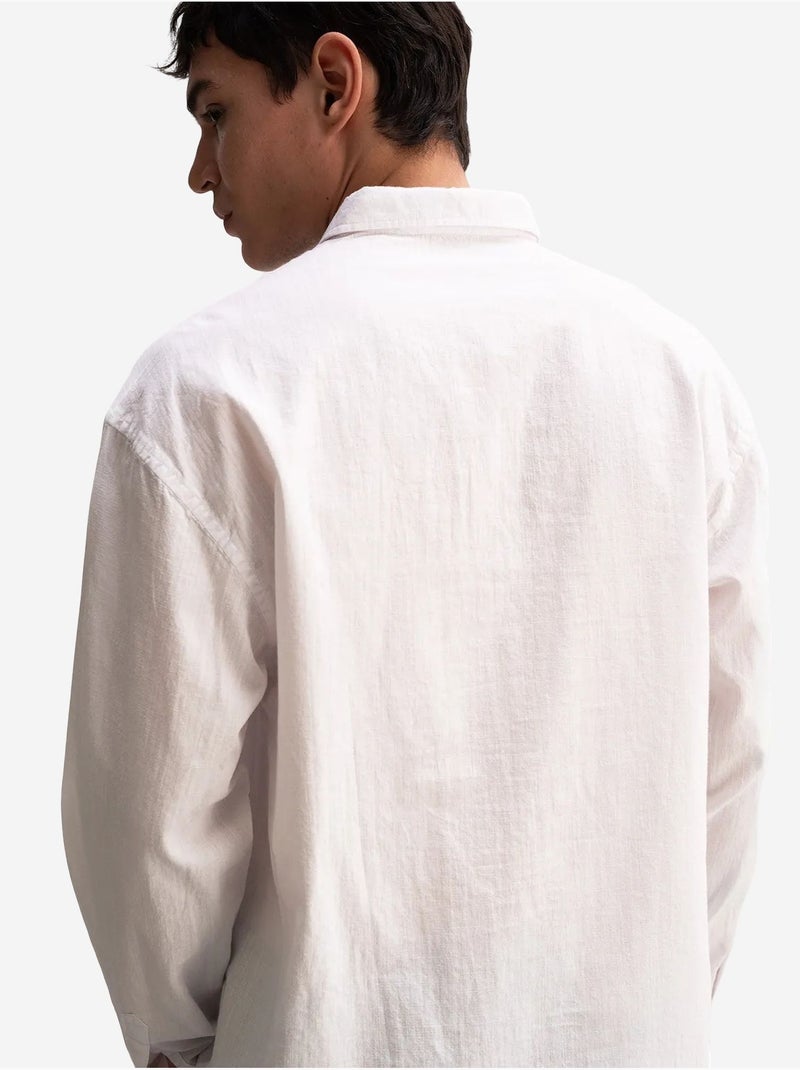 Camisa oversized de algodão com botões giesto Branco - Kiabi