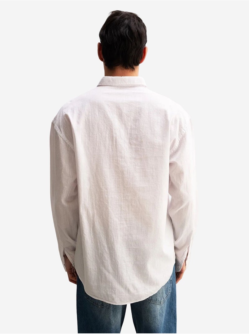 Camisa oversized de algodão com botões giesto Branco - Kiabi