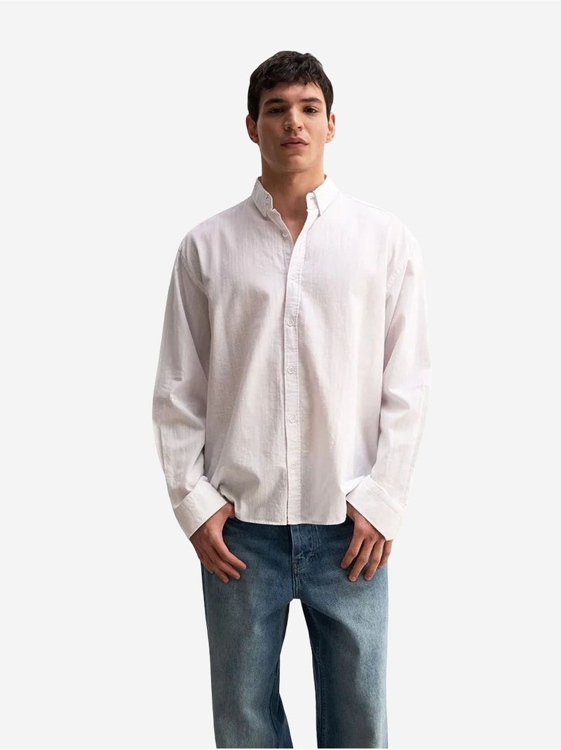 Camisa oversized de algodão com botões giesto Branco - Kiabi