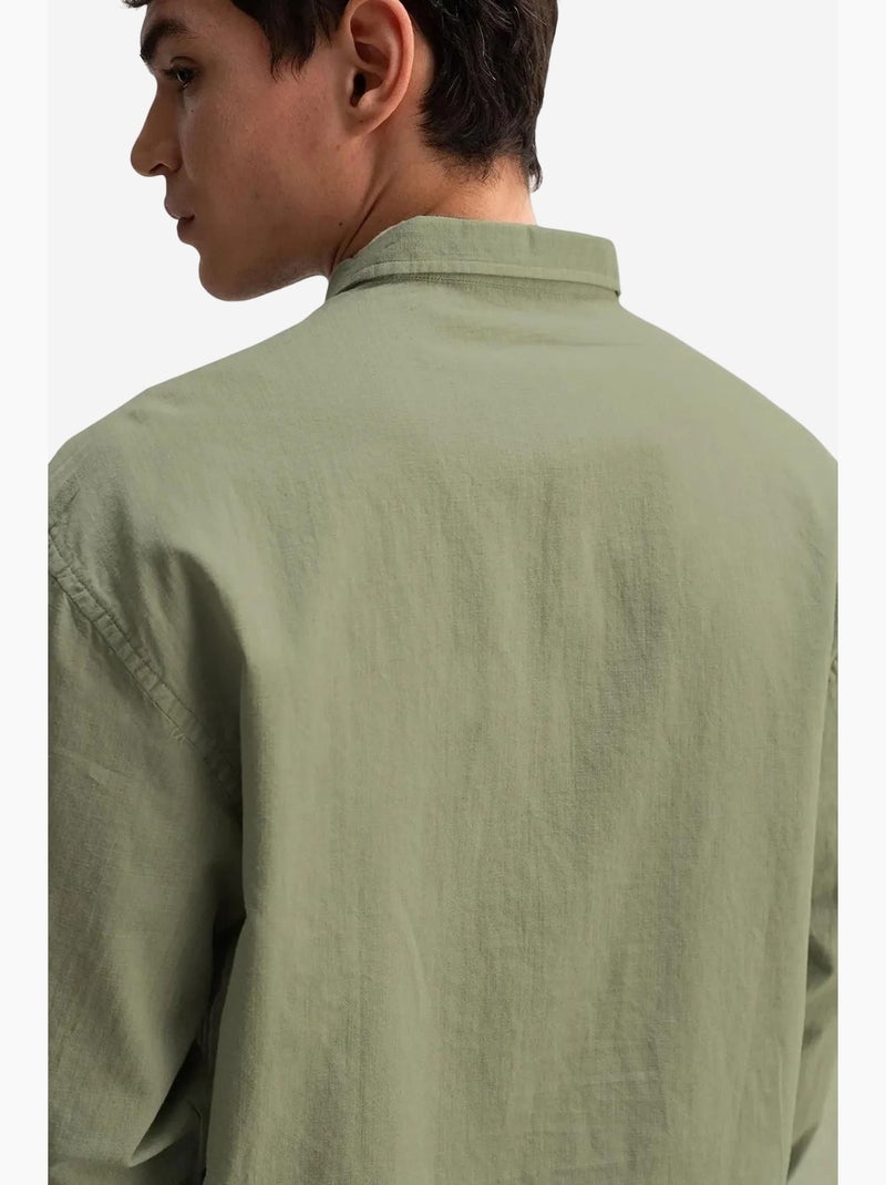 Camisa oversized de algodão com botões giesto Cáqui - Kiabi