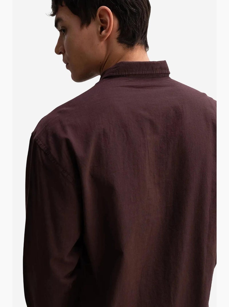 Camisa oversized de algodão com botões giesto Castanho-chocolate - Kiabi