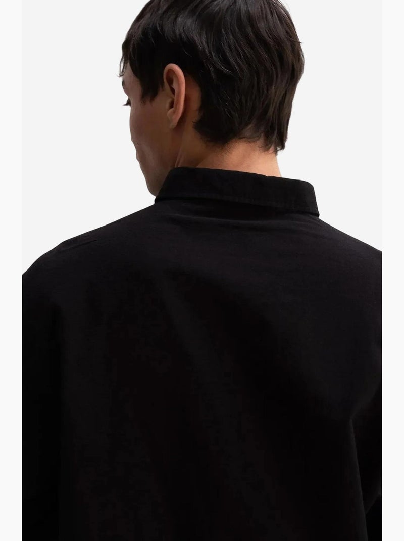 Camisa oversized de algodão com botões giesto Cinza-preto - Kiabi